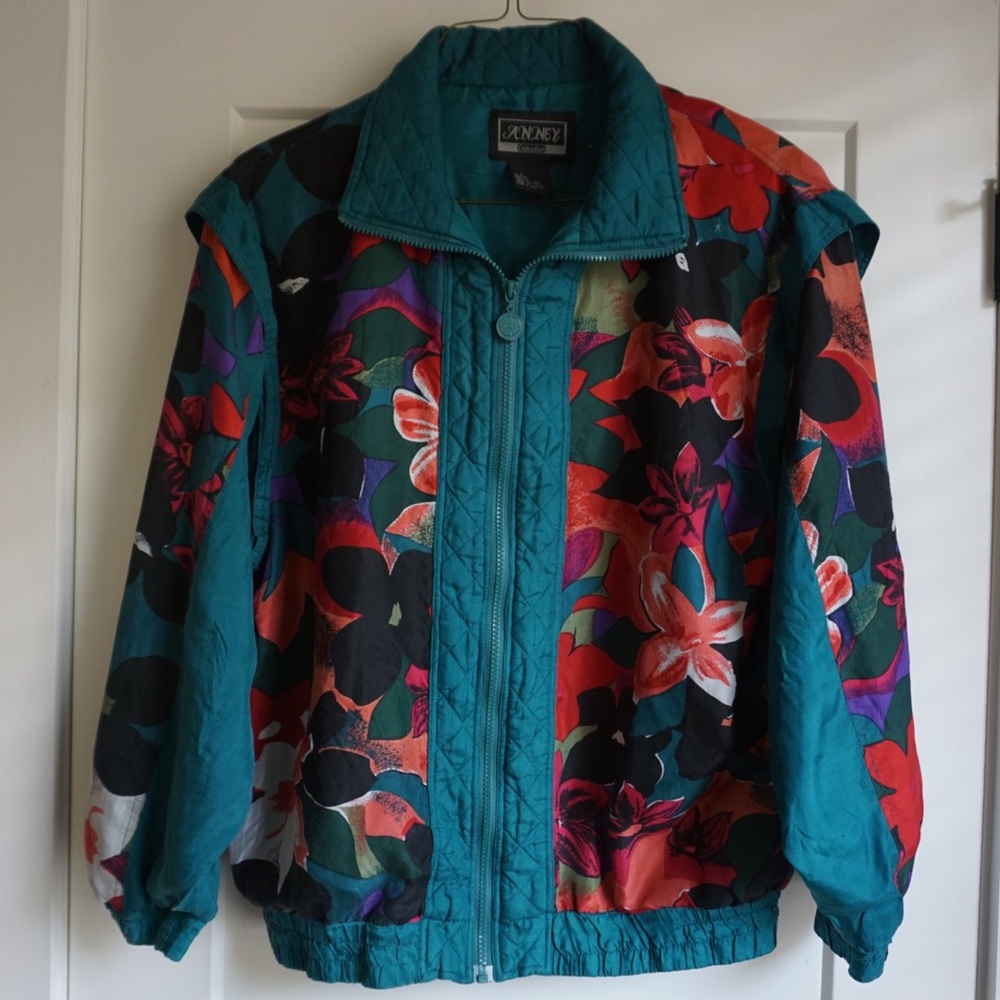 Vintage Silk Floral Bomber Jacket
